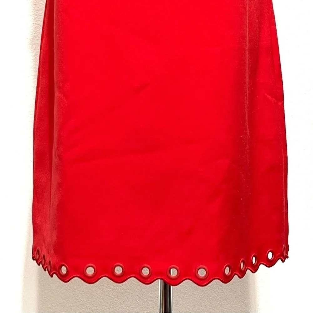 J.Crew Woman Red Grommet Scalloped Shift Sleeveless Dress Size 8